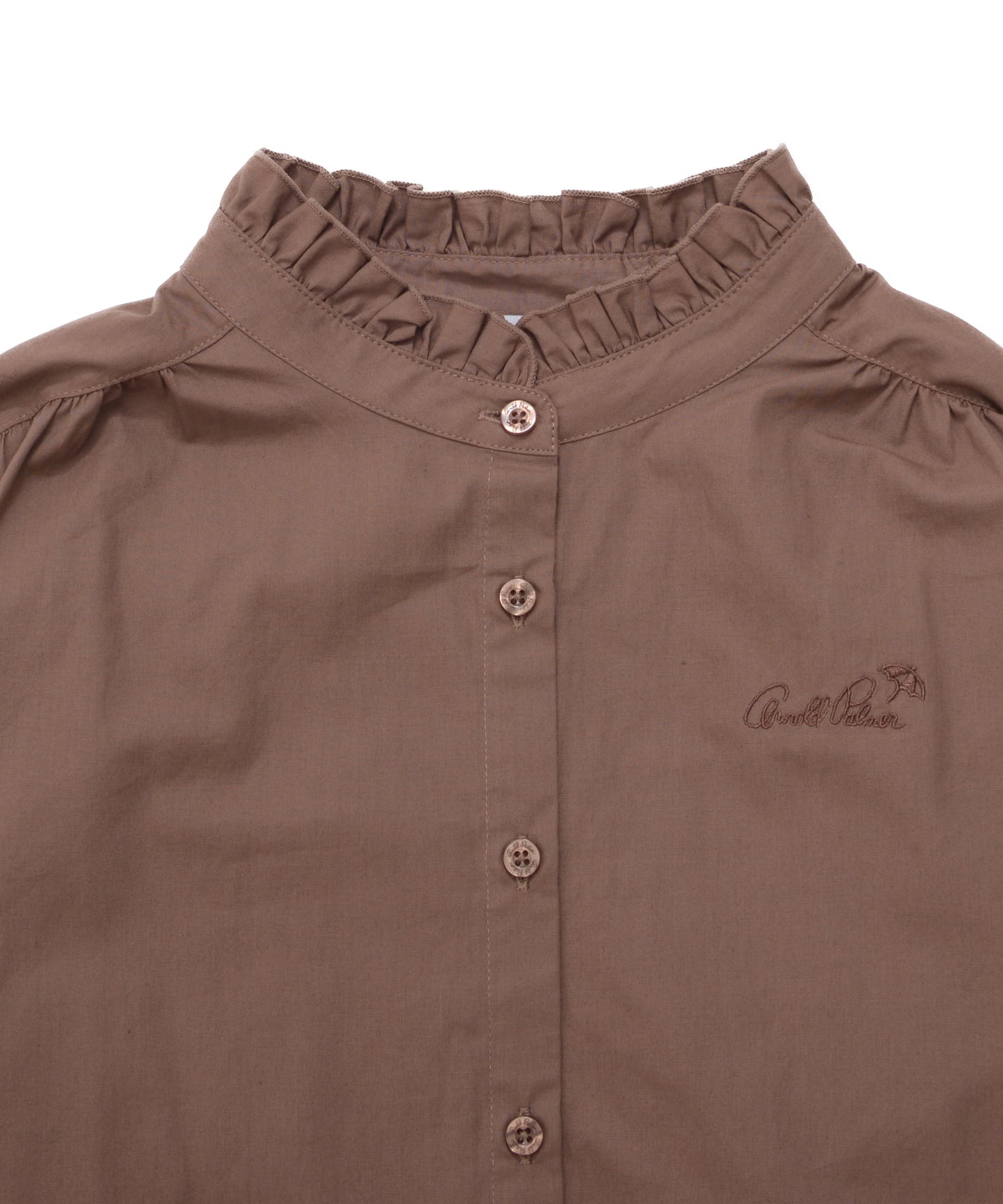 Arnold Palmer プチフリル バンドカラー シャツブラウス